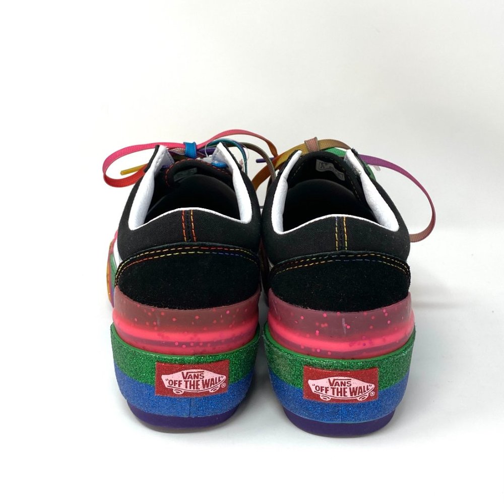 VANS Platform Old Skool Stacked Ripple Glitter Rainbow Black Women's VN0A4U15WW1 - Picture 3 of 11